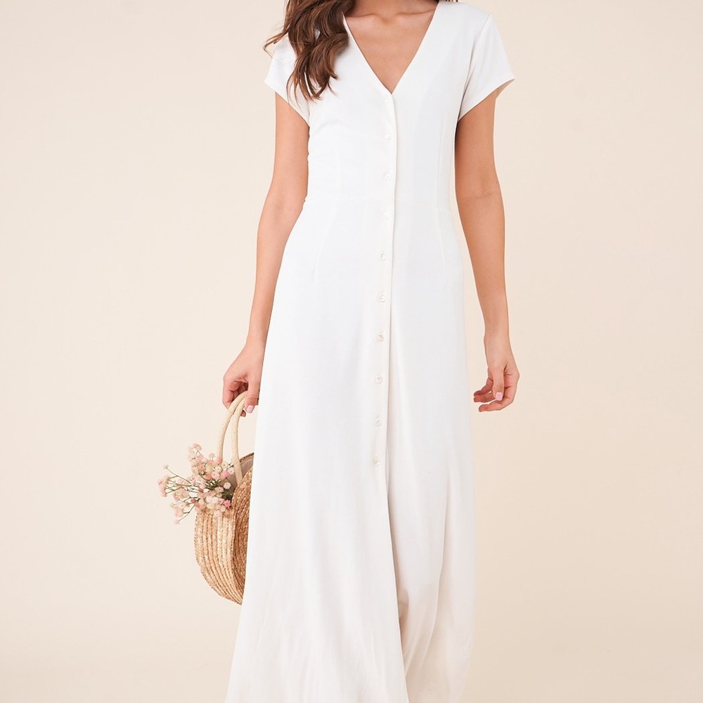 Sugarlips v neck button front Knit maxi dress